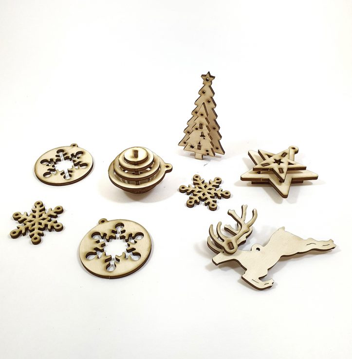 Christmas Set 3 = Nativity set + 16 items 3D/colored + Christmas decorations – kit of 5 types DIY