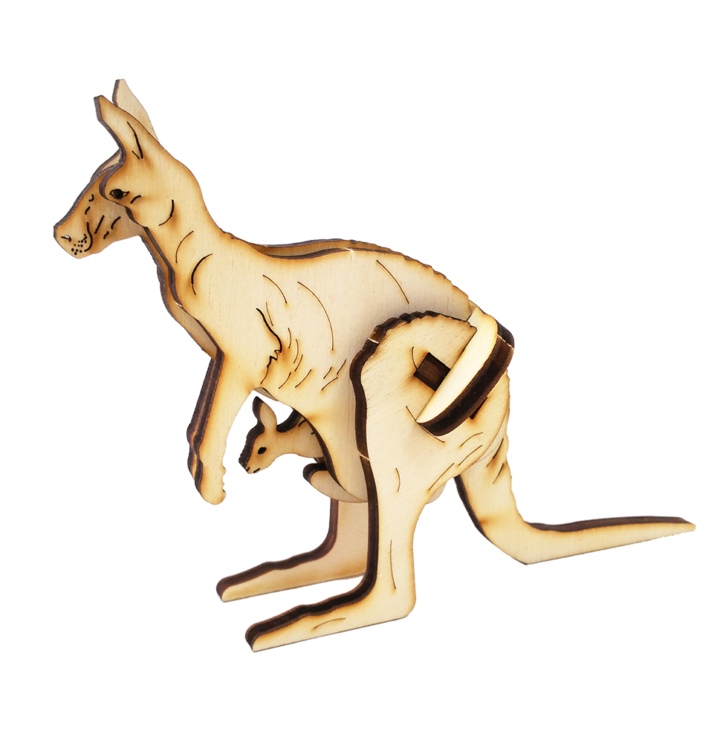 Känguru 3D Holzbausatz Säugetier Australien Safari Holzpuzzle Steckpuzzle Holz 