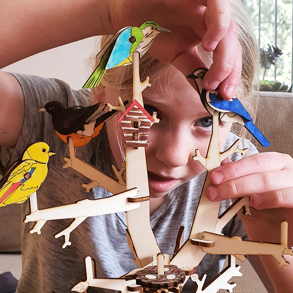 Tree with Birds + Collection of 8 birds 3D colored