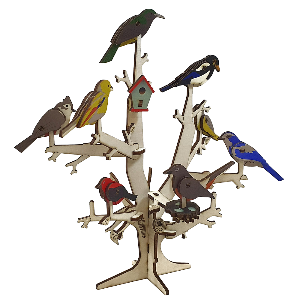 Tree with Birds + Collection of 8 birds 3D colored
