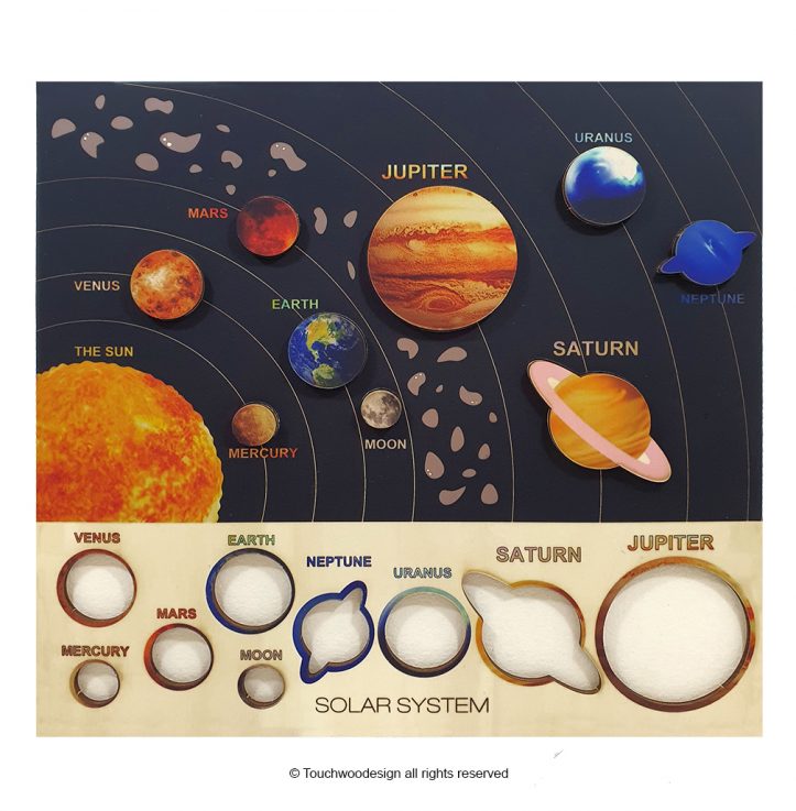 educational wooden puzzles Montesorri learning Planets in the Solar System 