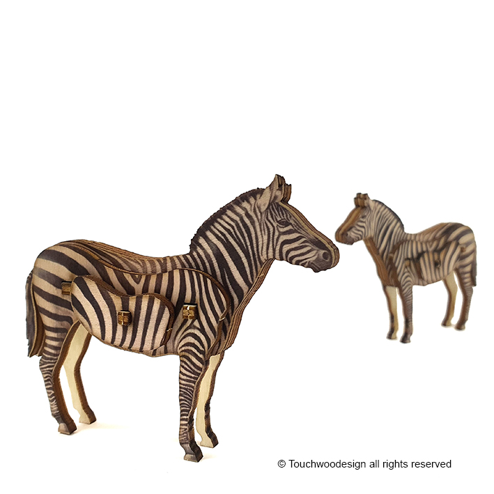 Set of 2 animals – Leopard & Zebra – small / colored